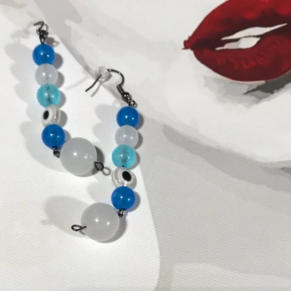 Glow in the Dark Blue Evil Eye Earrings Totem Spiritual Metaphysical Mystic NEW